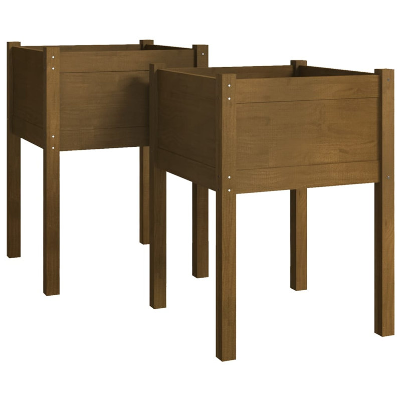 Hadwyn Wood Pot Planter, 27.6" H x 19.7" W x 19.7" D, Honey Brown