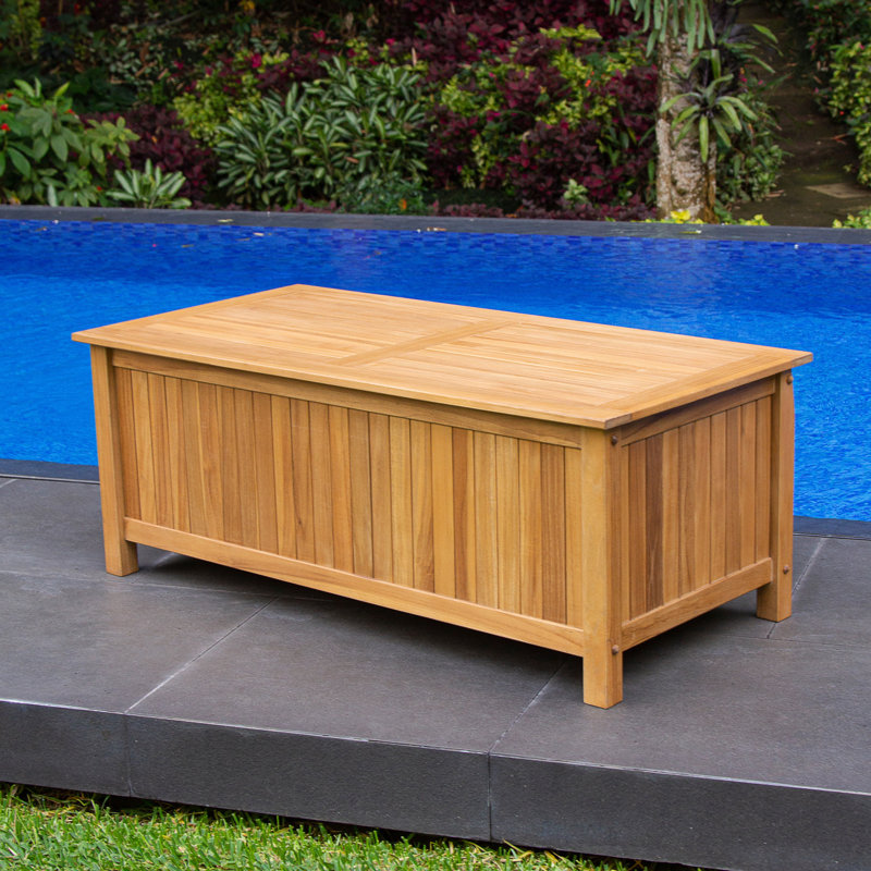 Summerton Teak Solid Wood Deck Box, 18.25" H x 48" W x 23.5" D