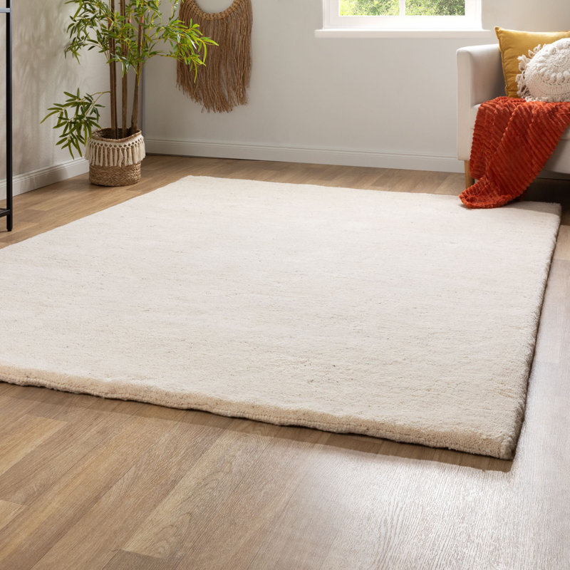 Maarten Wool Hand Knotted Area Rug, Beige, Rectangle 90 x 160 cm