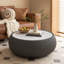 Table basse moderne en cuir clair avec plateau tambour en cuir pour meubles de salon