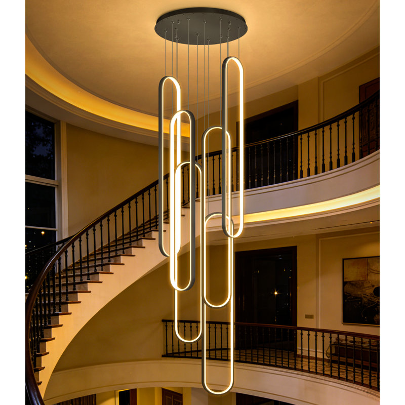 Lustre moderne avec éclairage à intensité variable, Noir