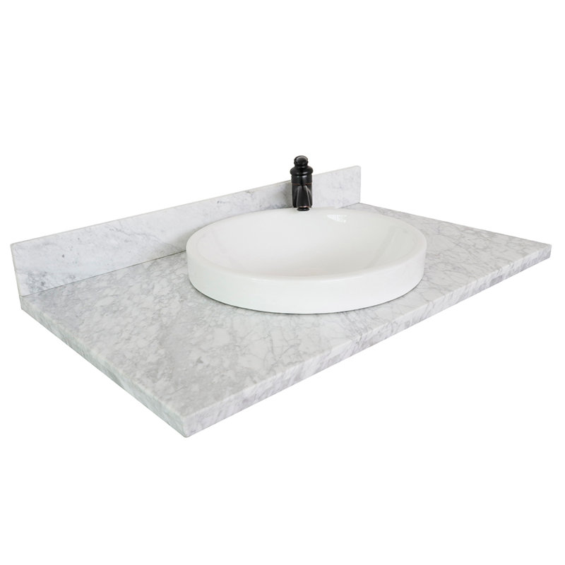Tiara 37 Stone and Ceramic 1 Single Bathroom Vanity Top Sink Included Sink