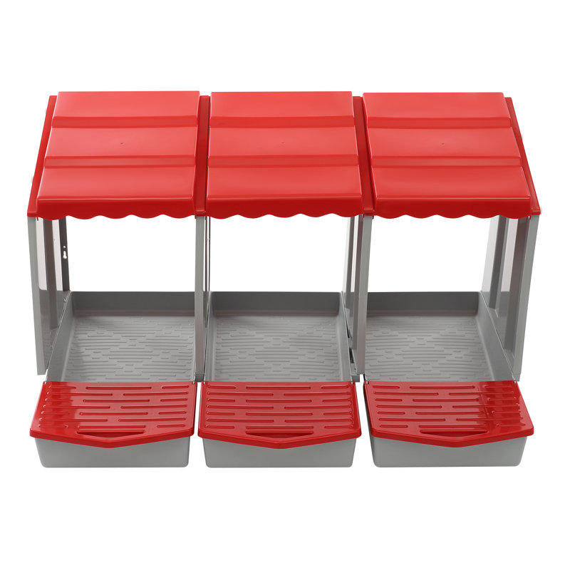 3-Compartment Chicken Nesting Box, Red
