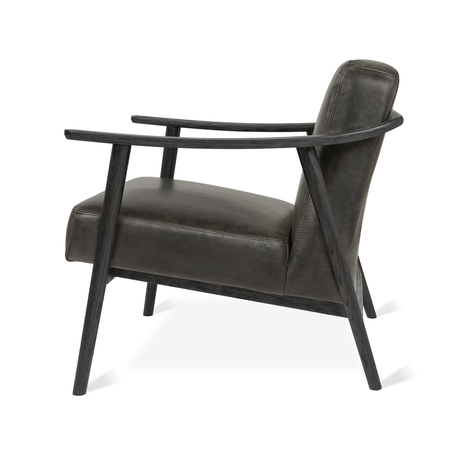 Baltic Genuine Leather Armchair, Saddle Black Genuine Leather, Black