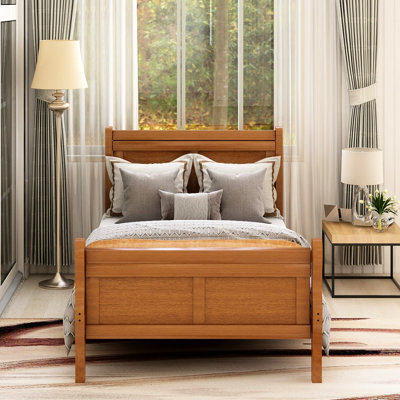 Twin Size Wood Platform Bed With Headboard & - Solid Wood, Fits Mattress, No Box Spring Requirement, Easy Assembly Made From , Supports To Assemble, Needed,