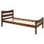 Twin Size Wood Platform Bed With Headboard, Walnut Color And Firm Foundation Headboard Slat Support For