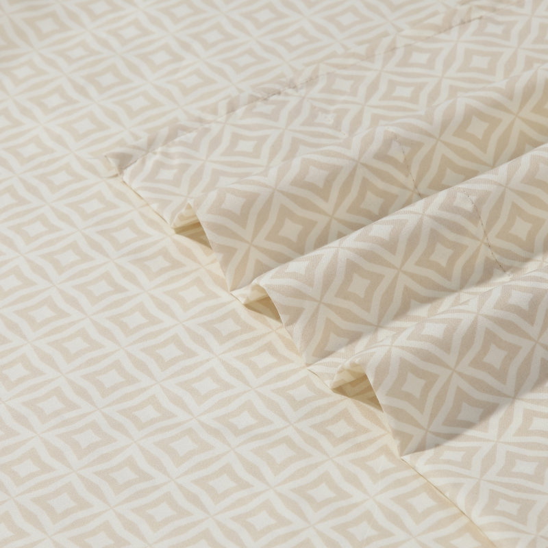 Ensemble de draps 4 pièces Harper Nutural QN, Ensemble de draps pour grand lit avec 2 taies d'or