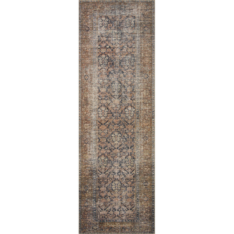 Amber Lewis x Loloi Billie Oriental Ink / Salmon Area Rug, Runner 2'6" x 9'6"