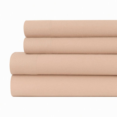 CozyDreams Brushed Cotton Flannel Sheet Set - Warm & Durable Bedding for Cold Nights! Deep Pocket, Breathable Sheets & Pillowcases in Taupe Color.