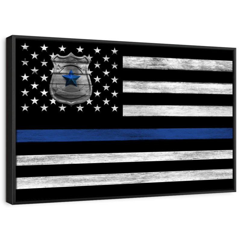 Our America «Police Blue Line USA Flag», H 25 po x l 37 po
