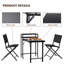 Ensemble de mobilier de patio 3 pièces, ensemble bistro noir, ensemble de table pliable et chaises d'extérieur
