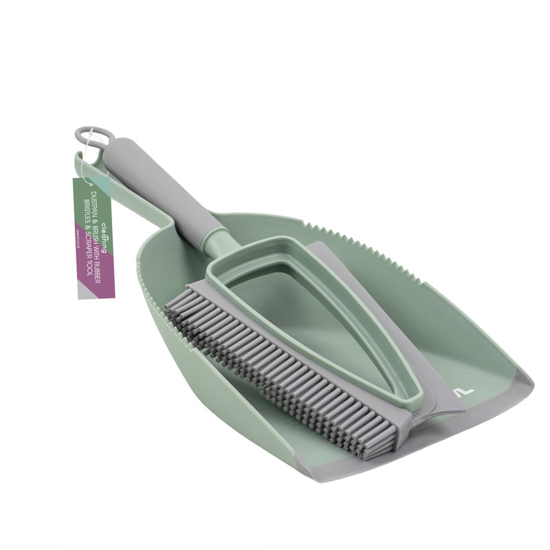 JVL Rubber Dustpan and Brush Set, Green