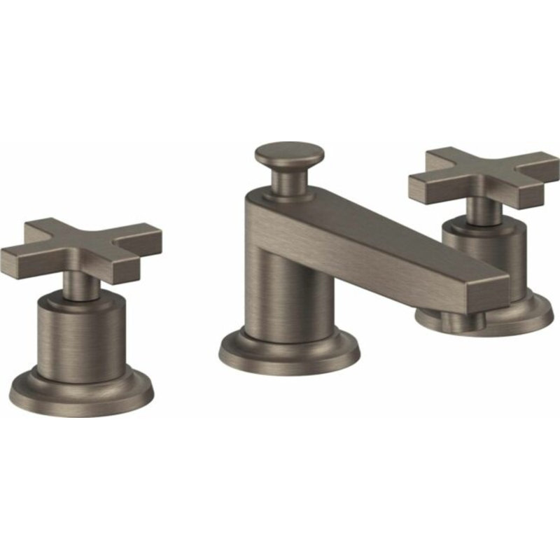 Rincon Bay 8" Widespread Lavatory Faucet with Completely Finished ZeroDrain-4502ZBF, Antique Nickel Flat, Cross Handle