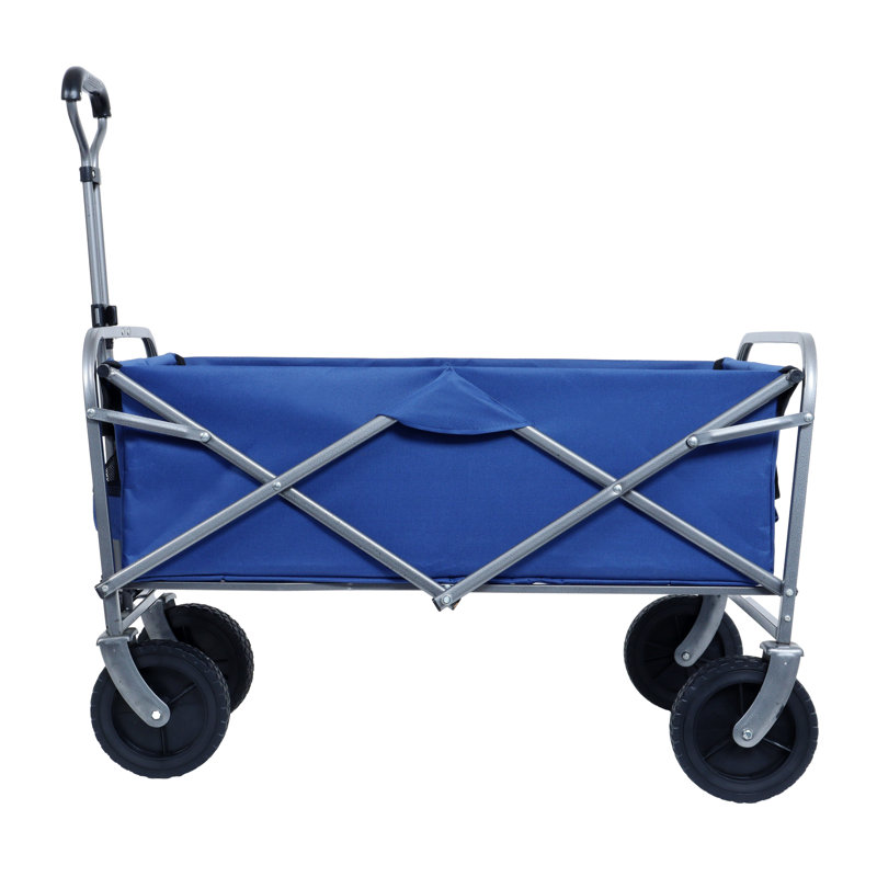 Chariot pliable à roulettes pliable avec roues et porte-boissons pour l'extérieur, le camping, le jardin et le magasinage