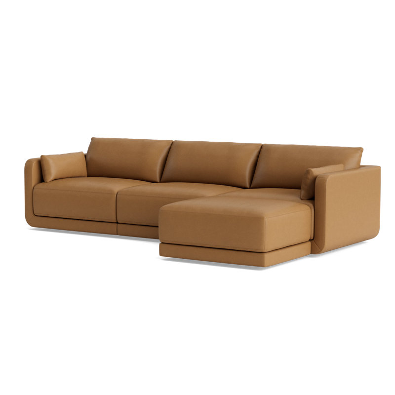Eva Sofa With Chaise (116"), Leather - Butterscotch