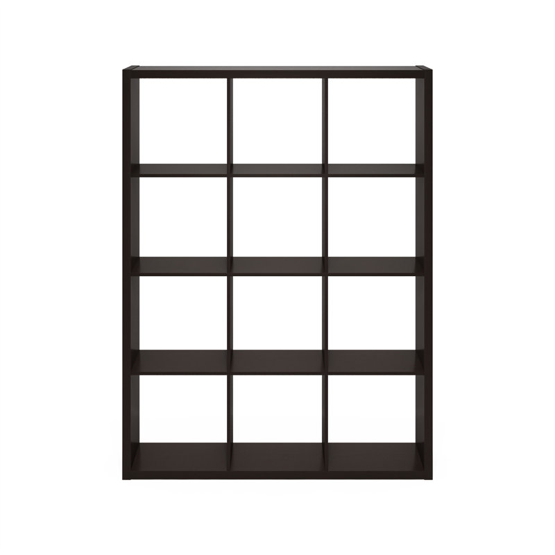 Latitude Run Antonya Open Back Decorative Verticle Cube Storage Organizer, 4-Cube, Dark Oak