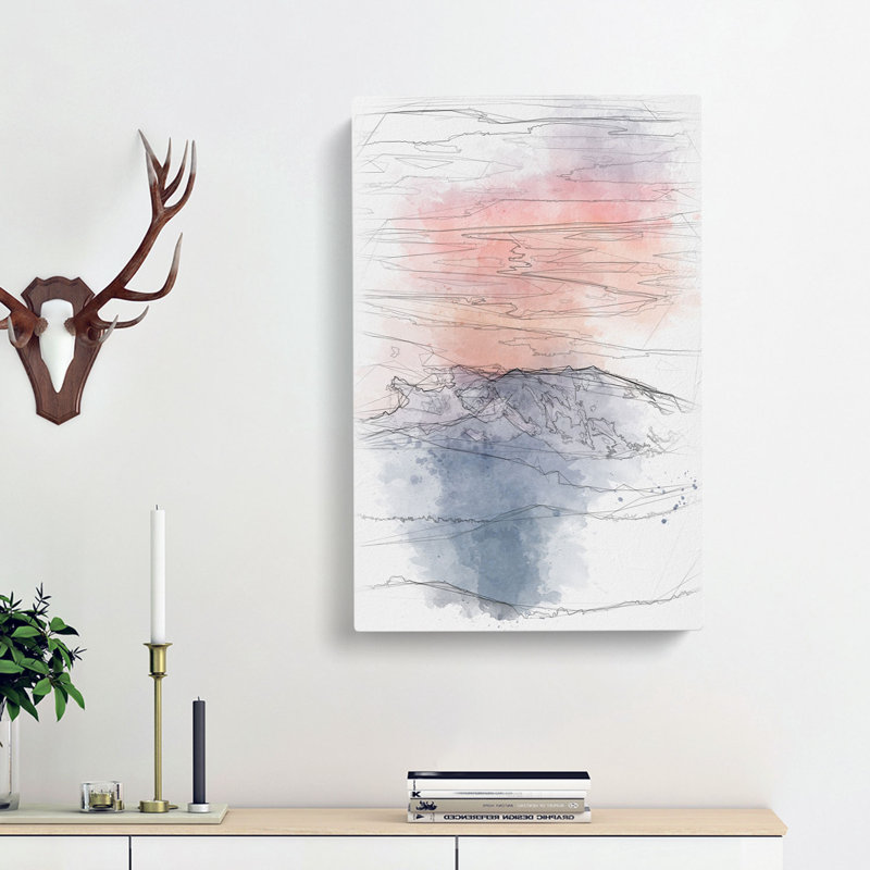 Swiss Mountain - Wrapped Canvas Drawing - Wrapped Canvas, 91cm H x 60cm W x 3cm D