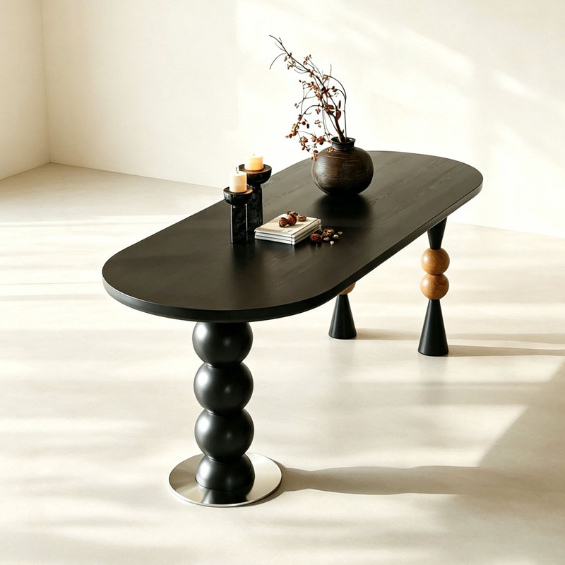 Table en bois de frêne rétro français, 29.5" H x 78.7" W x 31.5" D