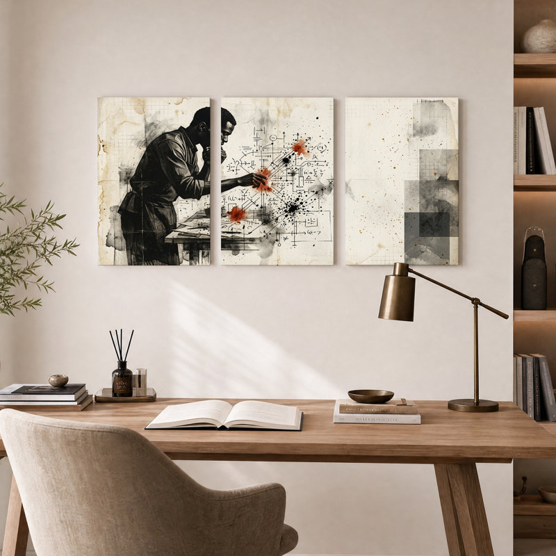 "Ingénieure", "Schéma de circuit" sur papier graphique, ensemble de 3 toiles, 18"H x 12"W x 3pcs