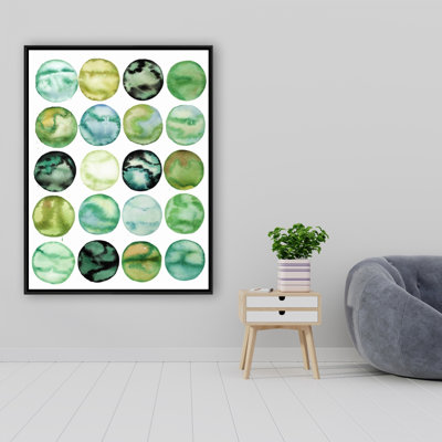 Cercles verts - Toile encadrée de bureau verte pour la décoration intérieure