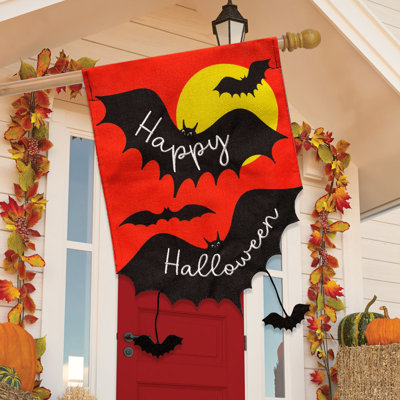 Happy Halloween Bats House Flag