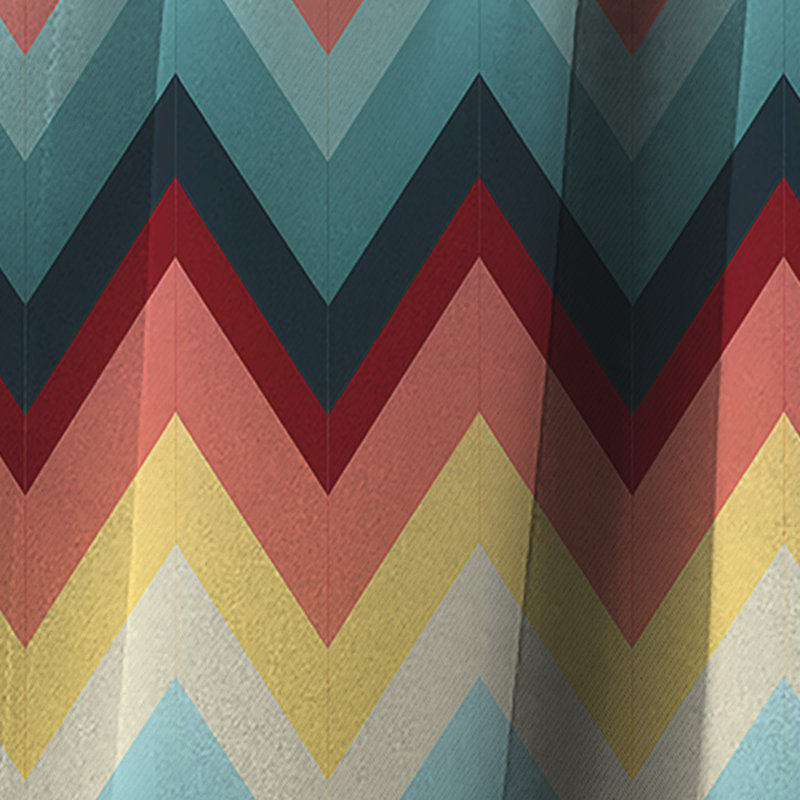 Rétro motif Mid-Century à chevrons I - Rideau à chevrons - Rideau à chevrons occultant - 1 panneaux, L 52 po x L 84 po