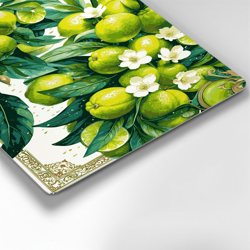 Fruit, lime vert persan, art mural en métal, 11" H x 14" W
