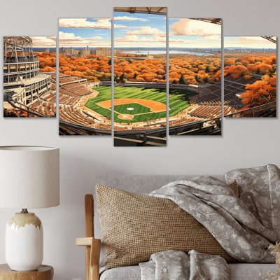 Stadium In Spotlight I - Architecture Canvas Wall Art - 5 Panels