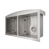 Nesiko Stainless Steel 36" L x 21" W Double Basin Undermount Kitchen Sink with Basket Strainer