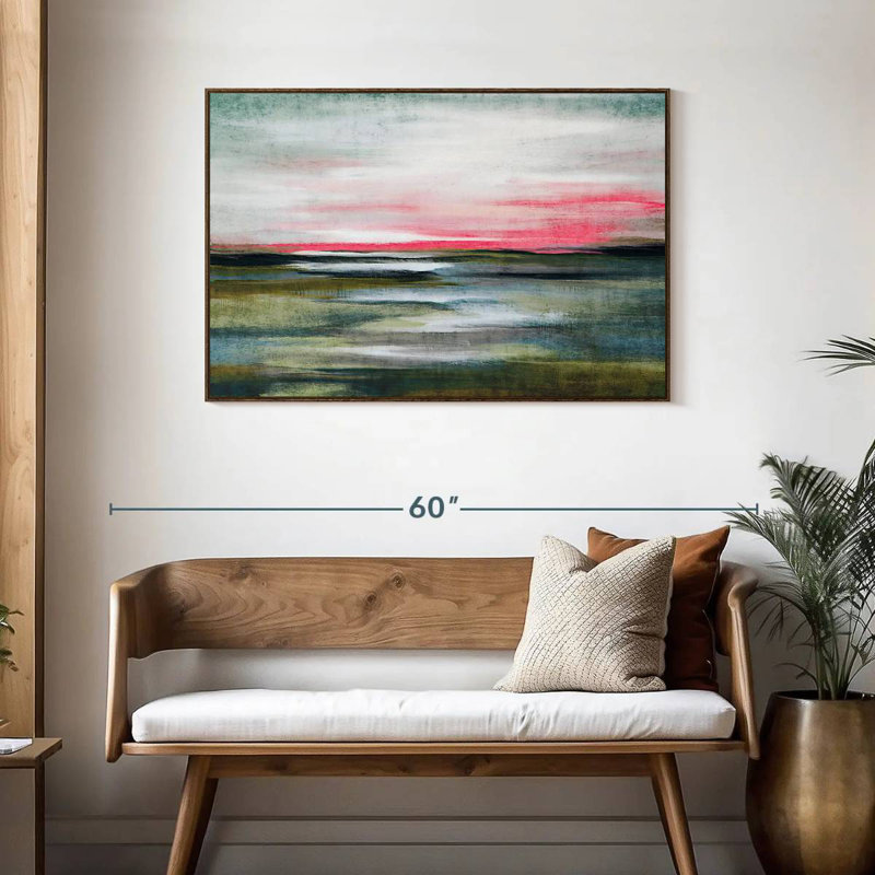 Greenfield Landscape Arciniega, Cadre flottant en noyer, 43 po x 29 po