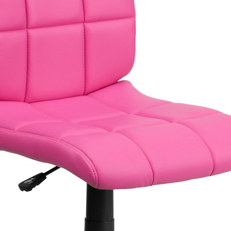 Chaise de bureau pivotante en vinyle Bonavant, Rose, Sans accoudoirs
