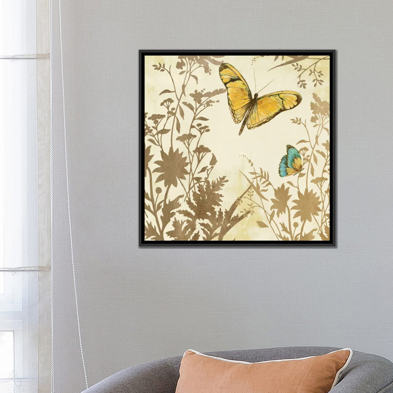 «Butterfly in Flight I», impression sur toile, H 18 po x l 18 po x P 1,5 po, Toile avec cadre noir, Pas de tapis