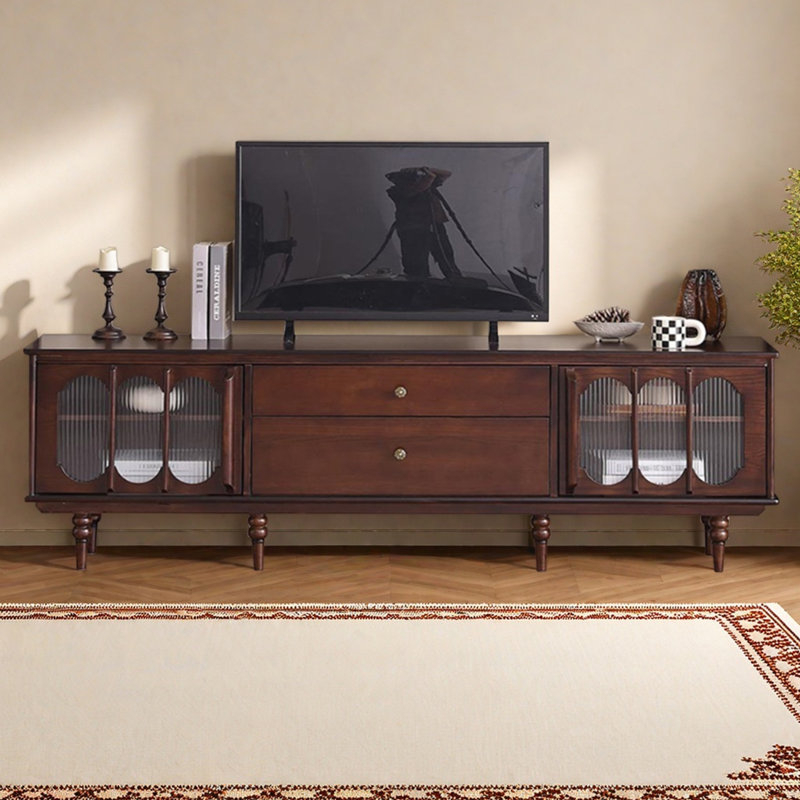 Meuble télé en bois de chêne rétro, H 24,4 po x L 86,61 po x l 15,75 po