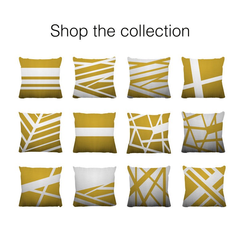 Coussin décoratif intérieur / extérieur Risley Minimalist, Jaune, H 19 po x l 19 po, Carré