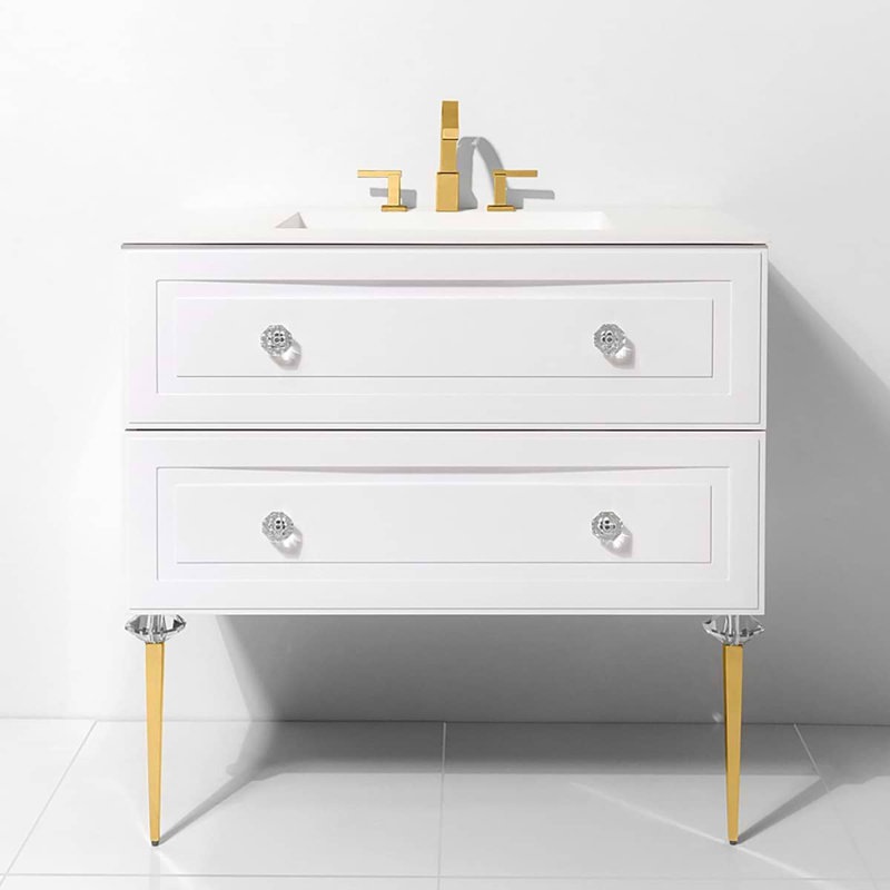 Alma 42.25" Wall Mounted Single Bathroom Vanity with Top, Bianca