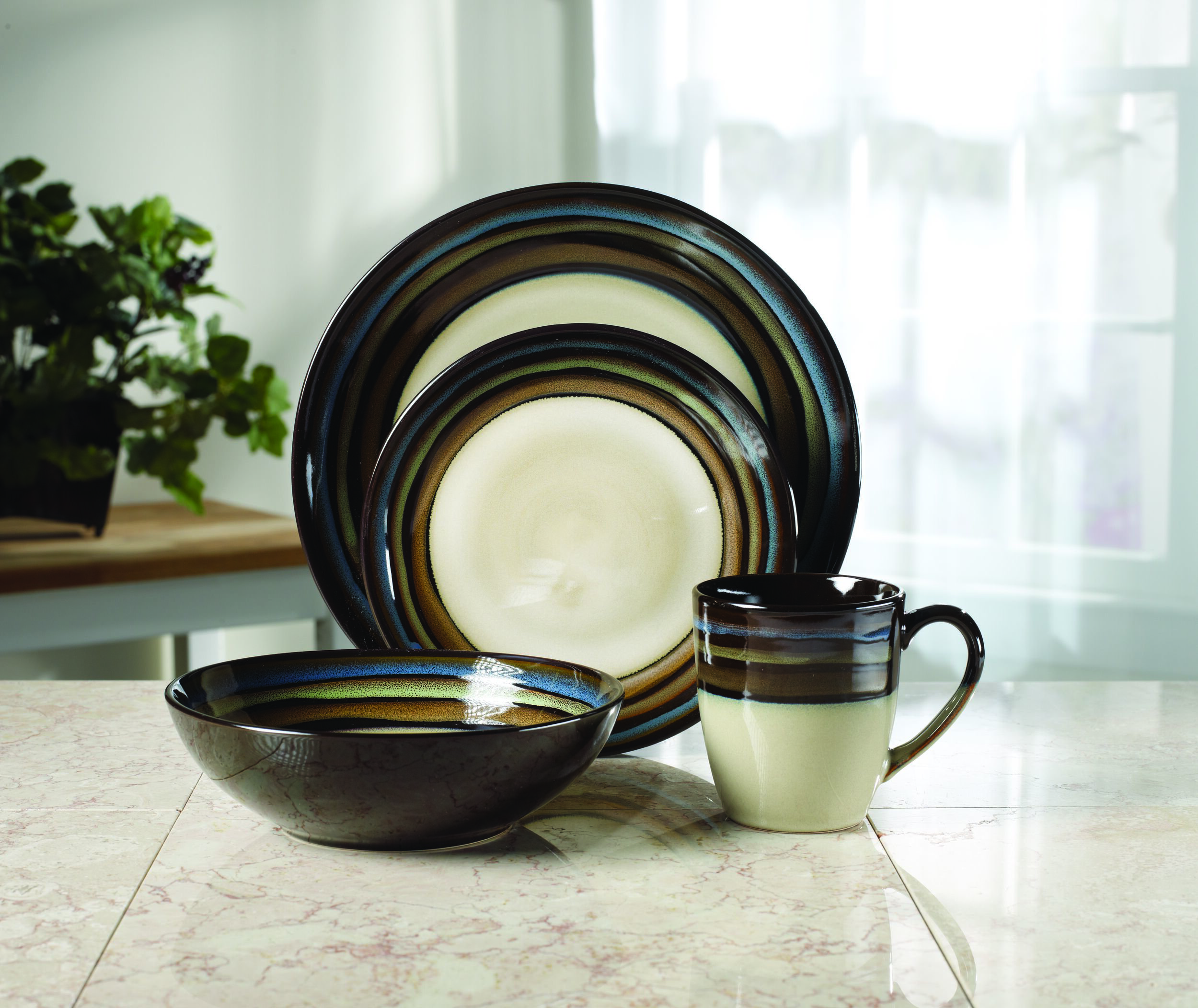 Dinnerware Set Brown Pfaltzgraff Pfaltzgraff Galaxy Blue 16-Piece