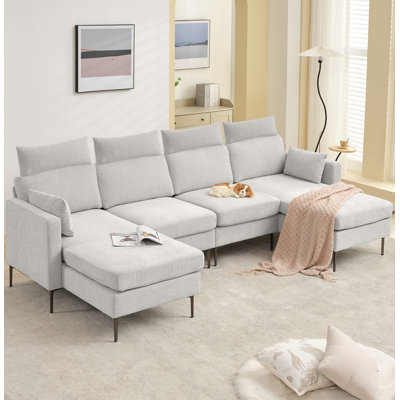Ensemble de conversation modulaire en chenille 4 pièces 116,5 po en U