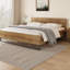 Lit plateforme grand / très grand avec tête de lit en bois - Design naturel et noir à deux tons, aucun sommier tapissier requis-1074258951