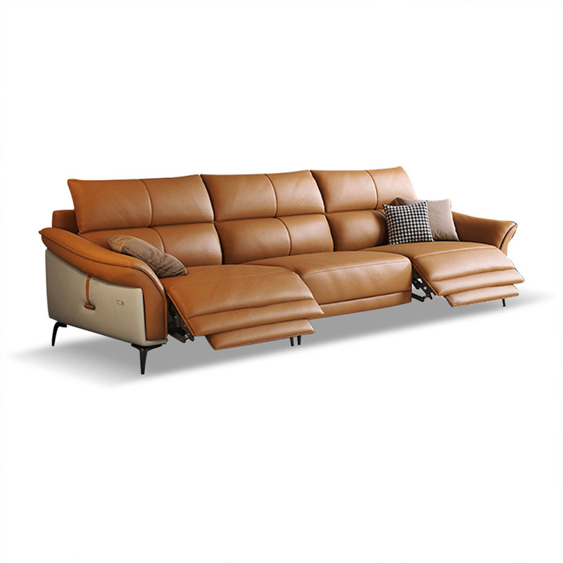 Canapé modulaire orange en cuir véritable, Orange