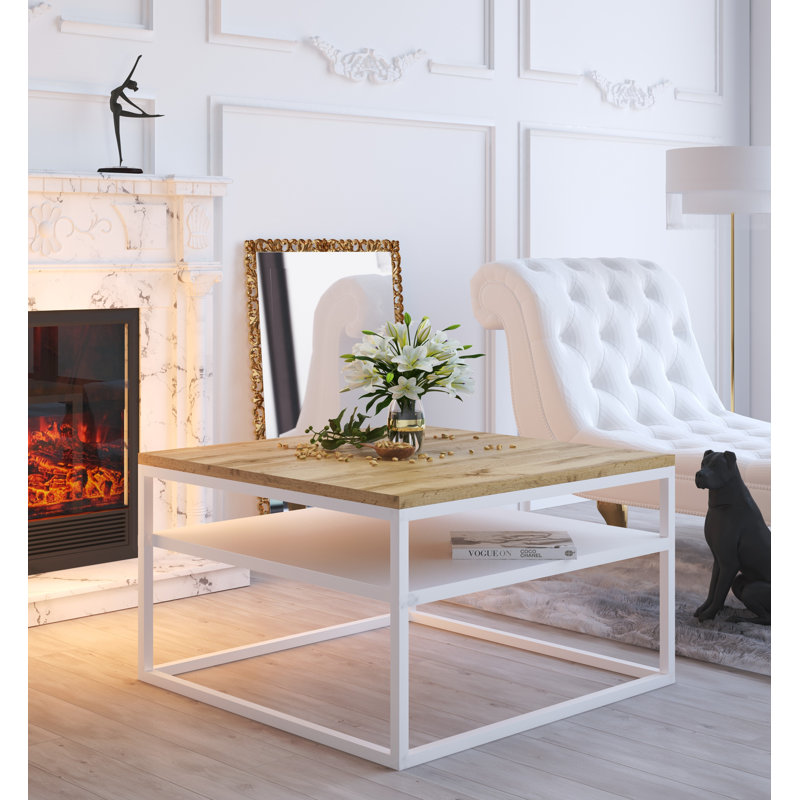 Apolonio Coffee Table with Storage Space, Wotan Oak/White