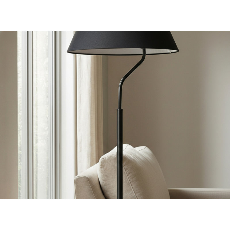 Lampe de table cylindrique 1 lumière Geraldine - noir mat - abat-jour noir, Matte Black, Noir, Noir