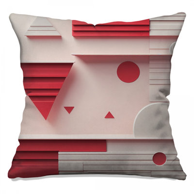 Coussins décoratifs rouges et blancs à formes géométriques