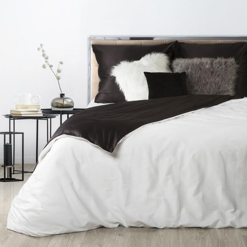 Getta Satin 1 Duvet Cover, 180 x 200cm - 2 Pillowcases (70 x 80 cm), White/Black