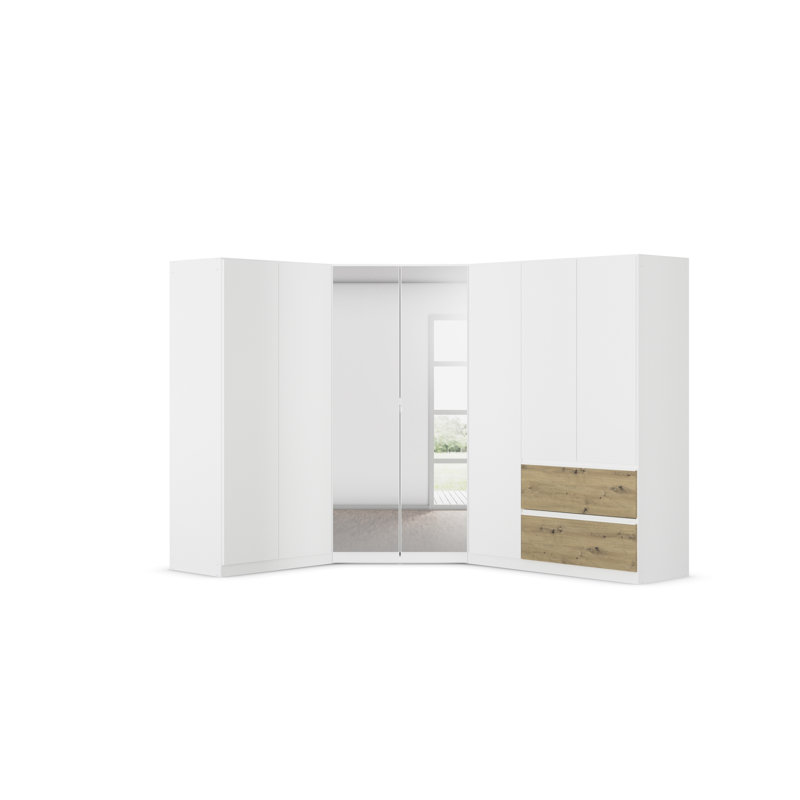 Wardrobe wardrobe set COSTA handle-less front, push-to-open, White/Oak Artisan