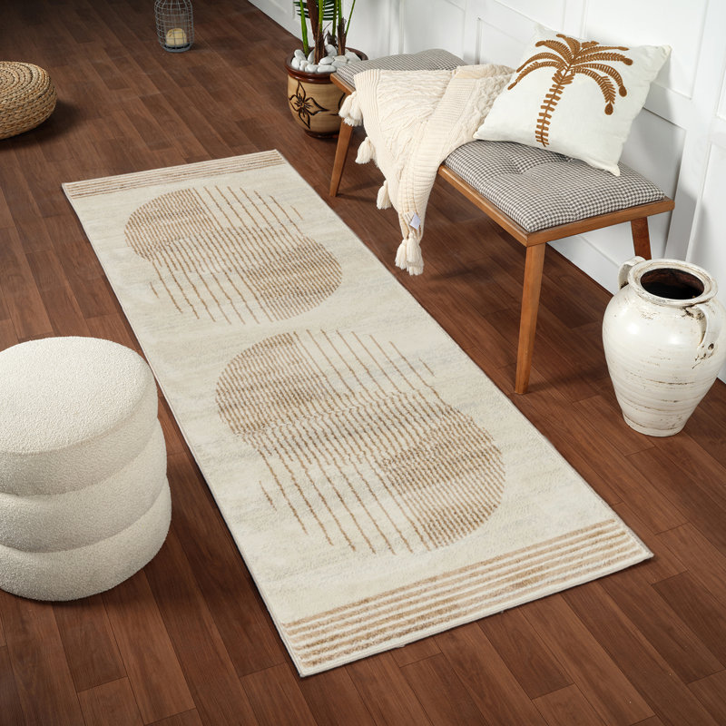 Skandi Modern Boho Light Brown Area Rug, Runner 80 x 220cm