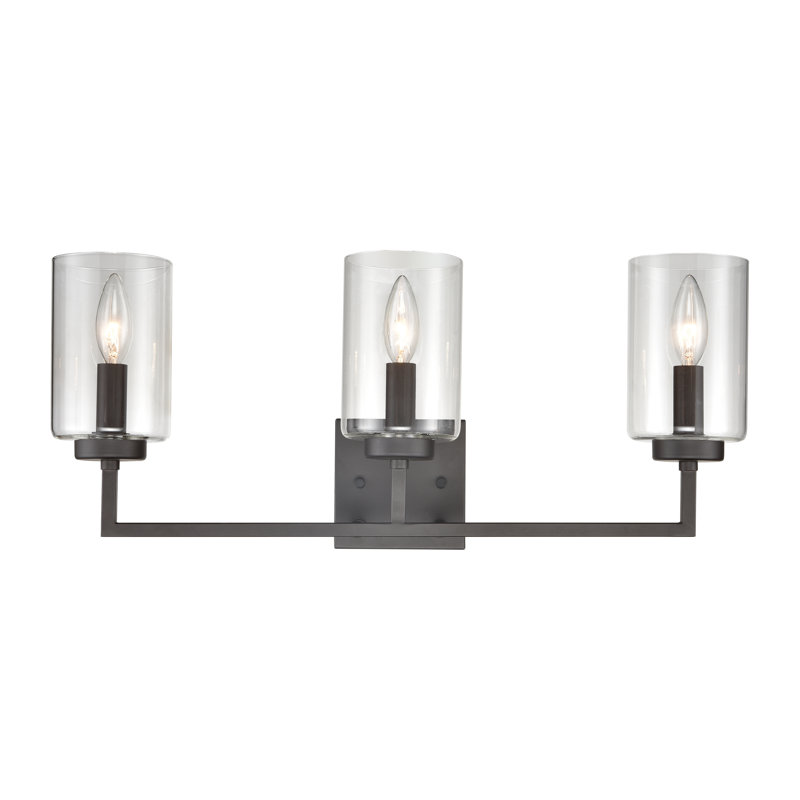 Éclairage pour salle de bain à 3 lumières de 23 po de largeur Ornie - Bronze huilé, Bronze, H 9,25 po x l 23 po x P 5,5 po
