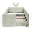 Lit plateforme simple avec matériau Boucle, conception mignonne d'oreille de lapin, fonctionnalité et rangement, couleur cyan pour la structure de la chambre à coucher, tête de lit, poche de rangement,-130428420