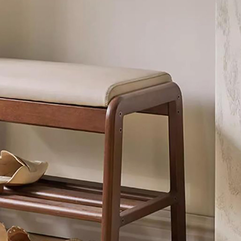 21.7in Shoe Storage Bench, Beige/Dark Walnut