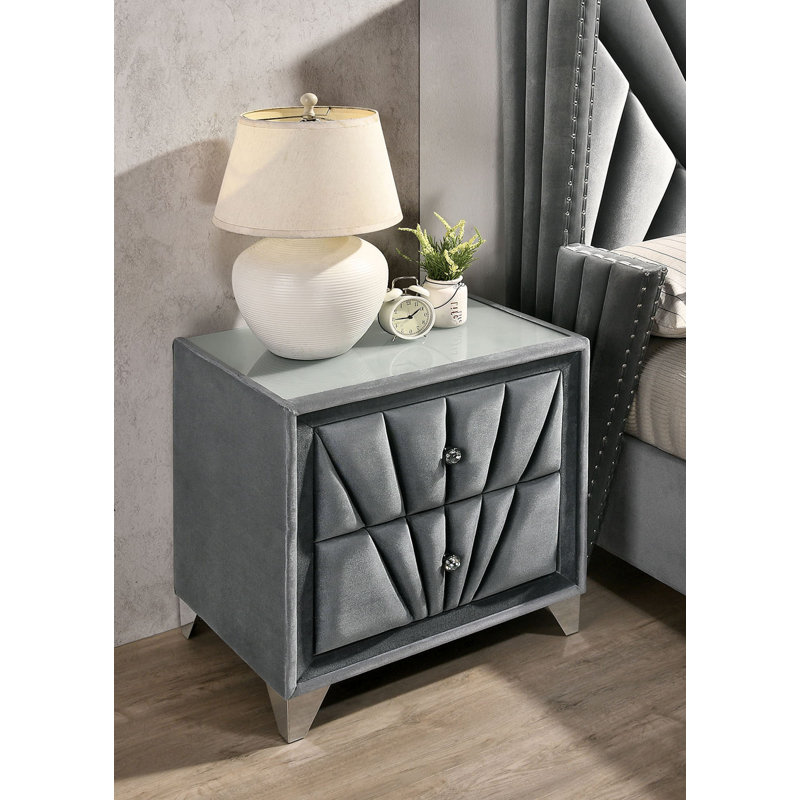 Nightstand, Gray, Gray
