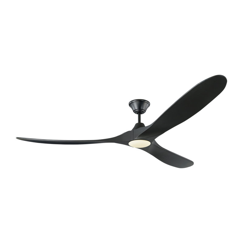 LED Downrod Ceiling Fan, Matte Black with Black Blades, 52 inches